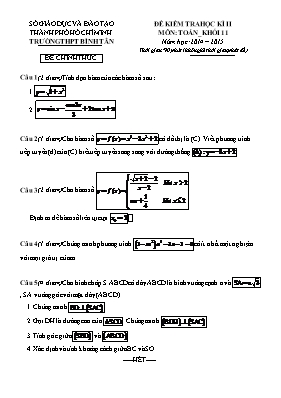 Đề kiểm tra học kì II môn Toán khối 11
